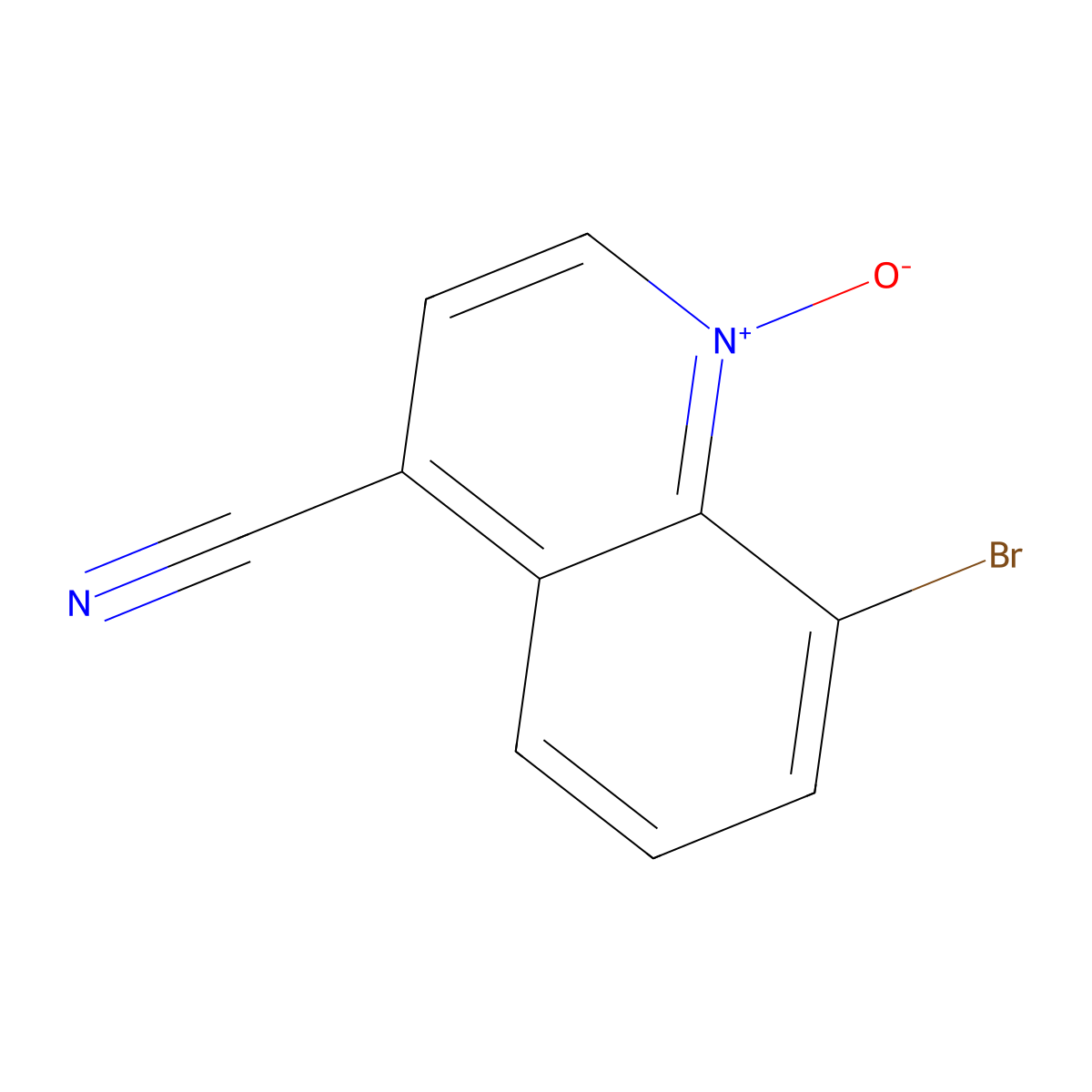 8-Bromo-1-oxidoquinolin-1-ium-4-carbonitrile molecular structure, CAS 2640734-75-2