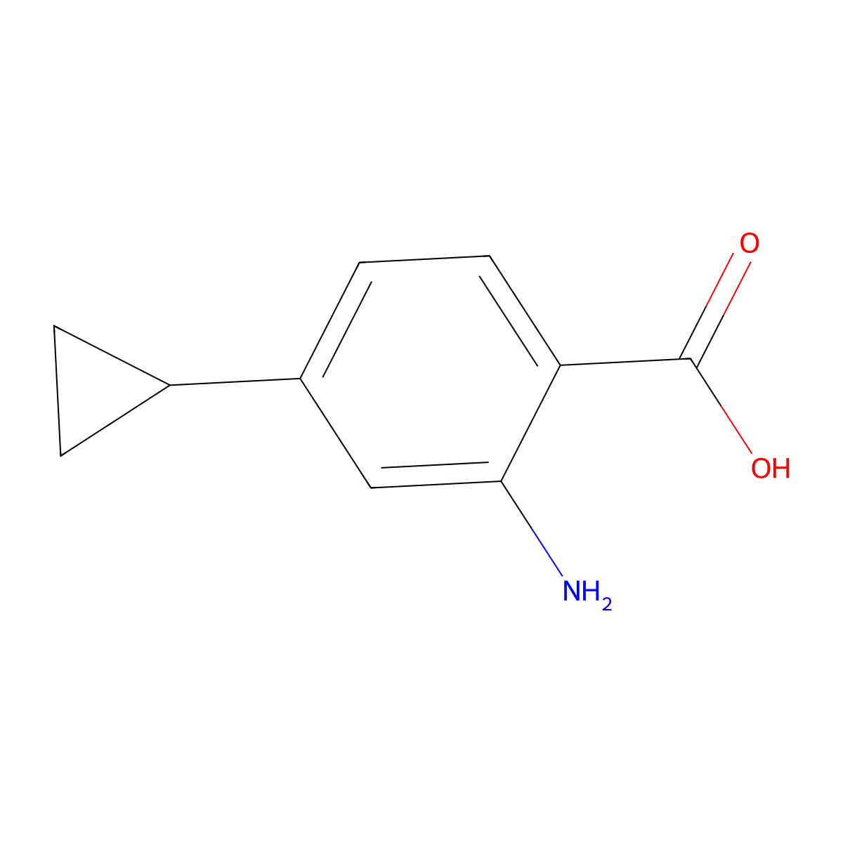 2-Amino-4-cyclopropylbenzoic acid molecular structure, CAS 2640734-77-4