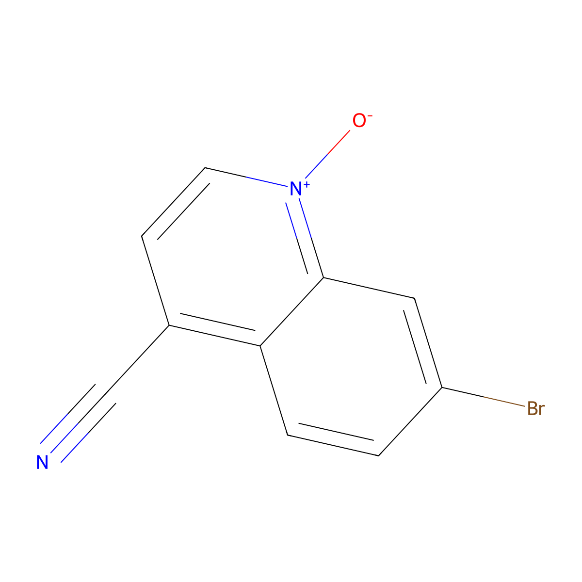 7-Bromo-1-oxidoquinolin-1-ium-4-carbonitrile molecular structure, CAS 2640734-78-5