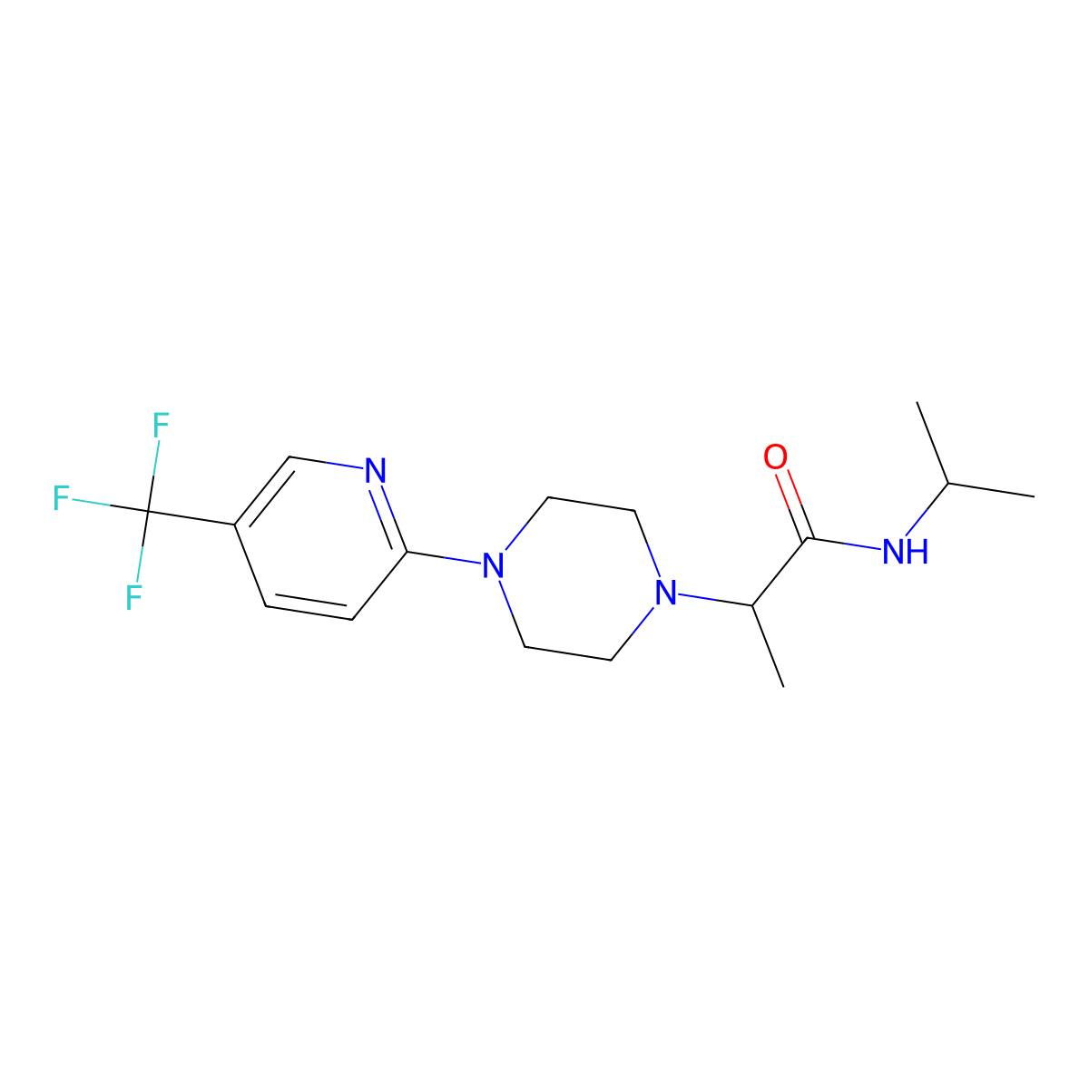 N-(propan-2-yl)-2-{4-[5-(trifluoromethyl)pyridin-2-yl]piperazin-1-yl}propanamide molecular structure, CAS 2640814-10-2