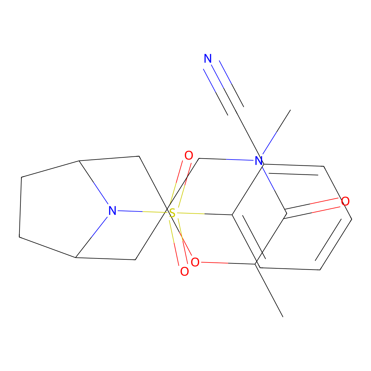 2-({4',6'-Dimethyl-5'-oxo-8-azaspiro[bicyclo[3.2.1]octane-3,2'-morpholin]-8-yl}sulfonyl)benzonitrile molecular structure, CAS 2640814-12-4