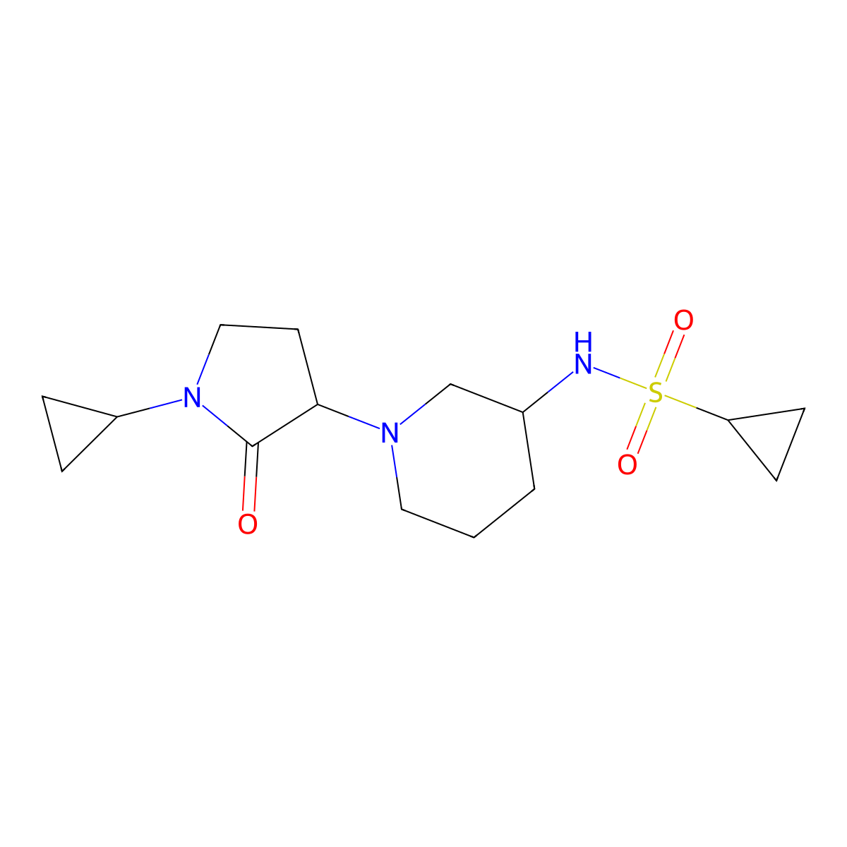 N-[1-(1-cyclopropyl-2-oxopyrrolidin-3-yl)piperidin-3-yl]cyclopropanesulfonamide molecular structure, CAS 2640814-13-5