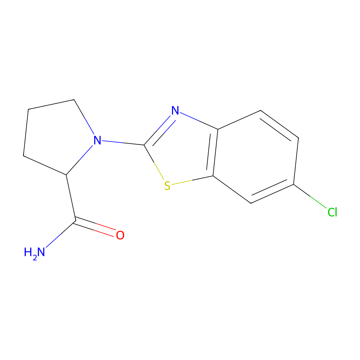 1-(6-Chloro-1,3-benzothiazol-2-yl)pyrrolidine-2-carboxamide molecular structure, CAS 2640814-17-9