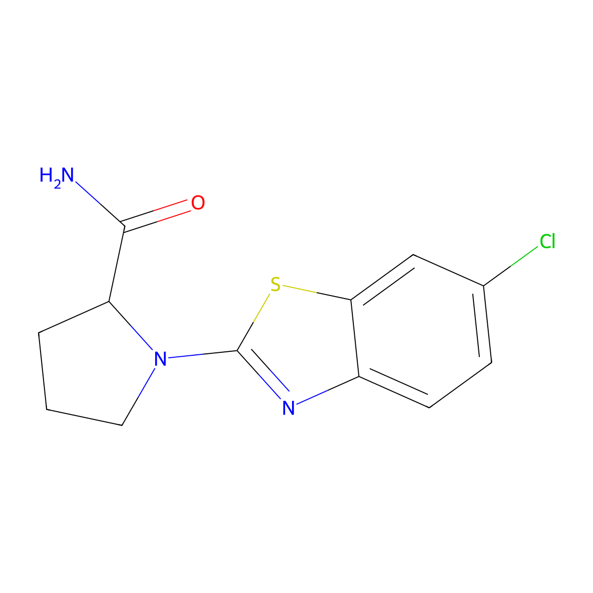 1-(6-Chloro-1,3-benzothiazol-2-yl)pyrrolidine-2-carboxamide molecular structure, CAS 2640814-17-9