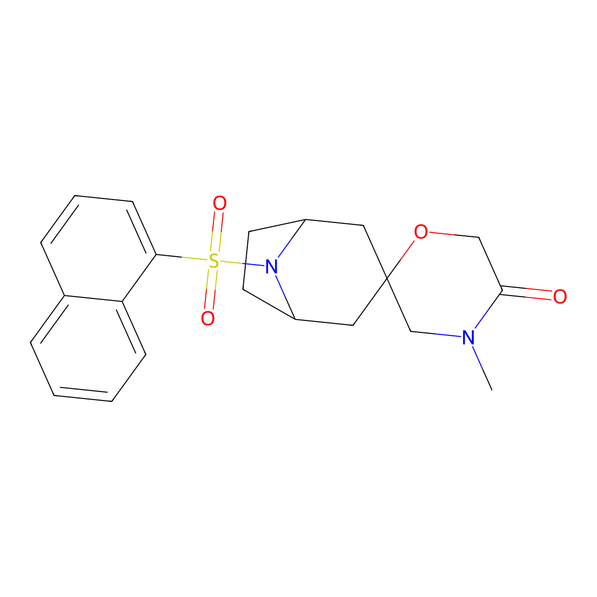 4'-Methyl-8-(naphthalene-1-sulfonyl)-8-azaspiro[bicyclo[3.2.1]octane-3,2'-morpholin]-5'-one molecular structure, CAS 2640814-23-7