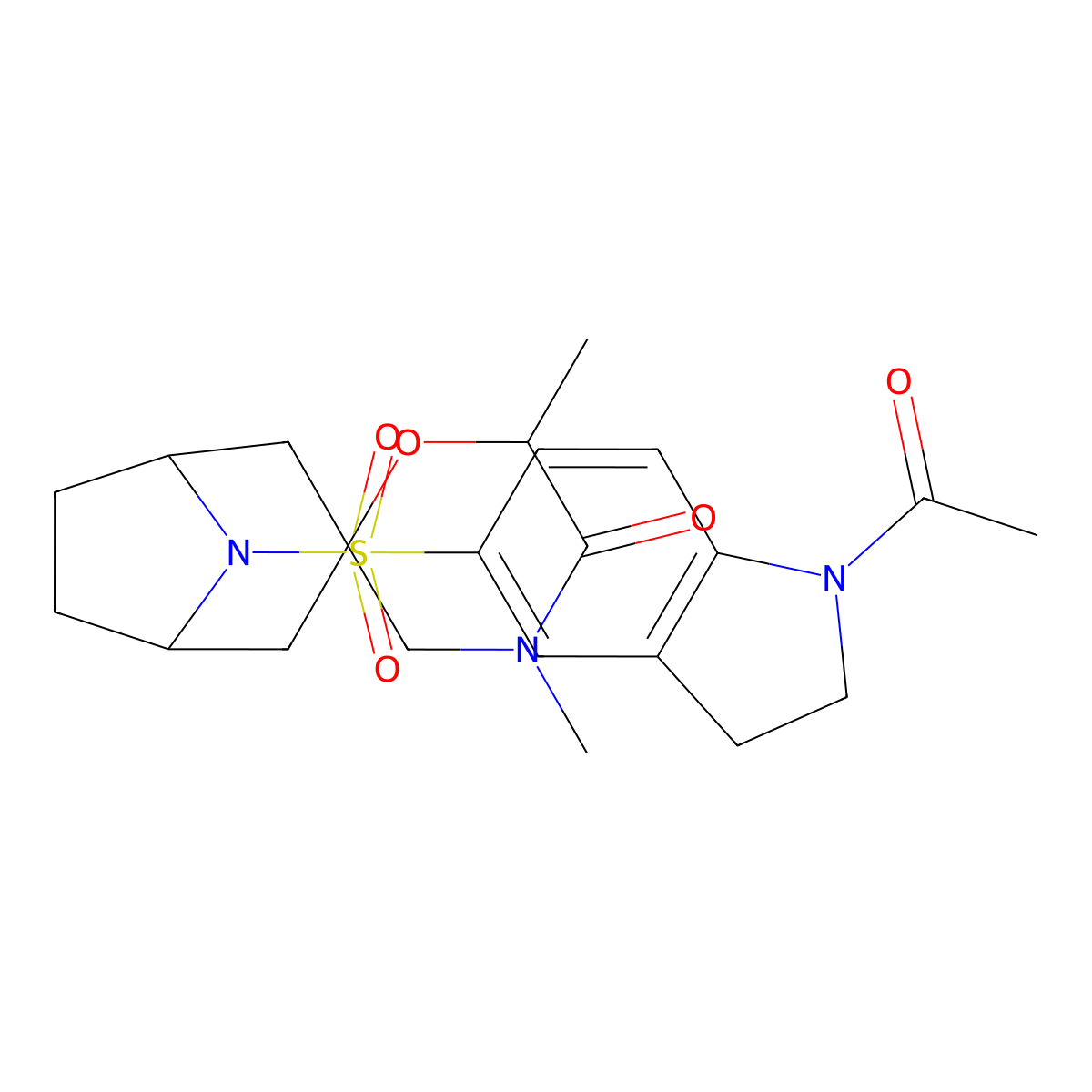 8-[(1-acetyl-2,3-dihydro-1H-indol-5-yl)sulfonyl]-4',6'-dimethyl-8-azaspiro[bicyclo[3.2.1]octane-3,2'-morpholin]-5'-one molecular structure, CAS 2640814-28-2