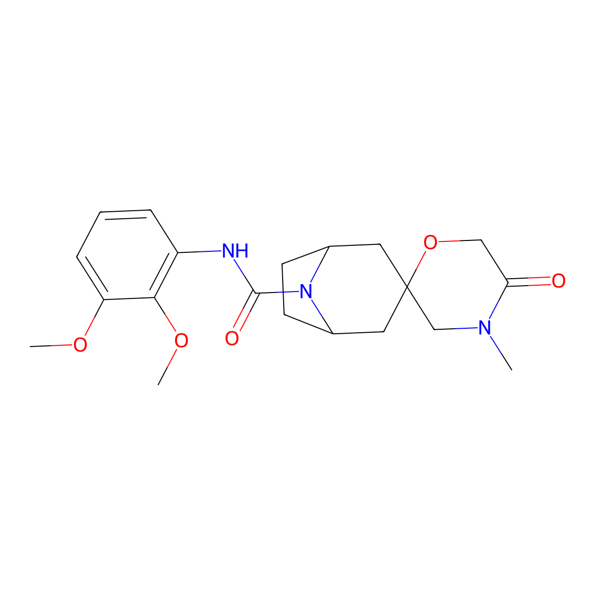 N-(2,3-dimethoxyphenyl)-4'-methyl-5'-oxo-8-azaspiro[bicyclo[3.2.1]octane-3,2'-morpholine]-8-carboxamide molecular structure, CAS 2640814-29-3