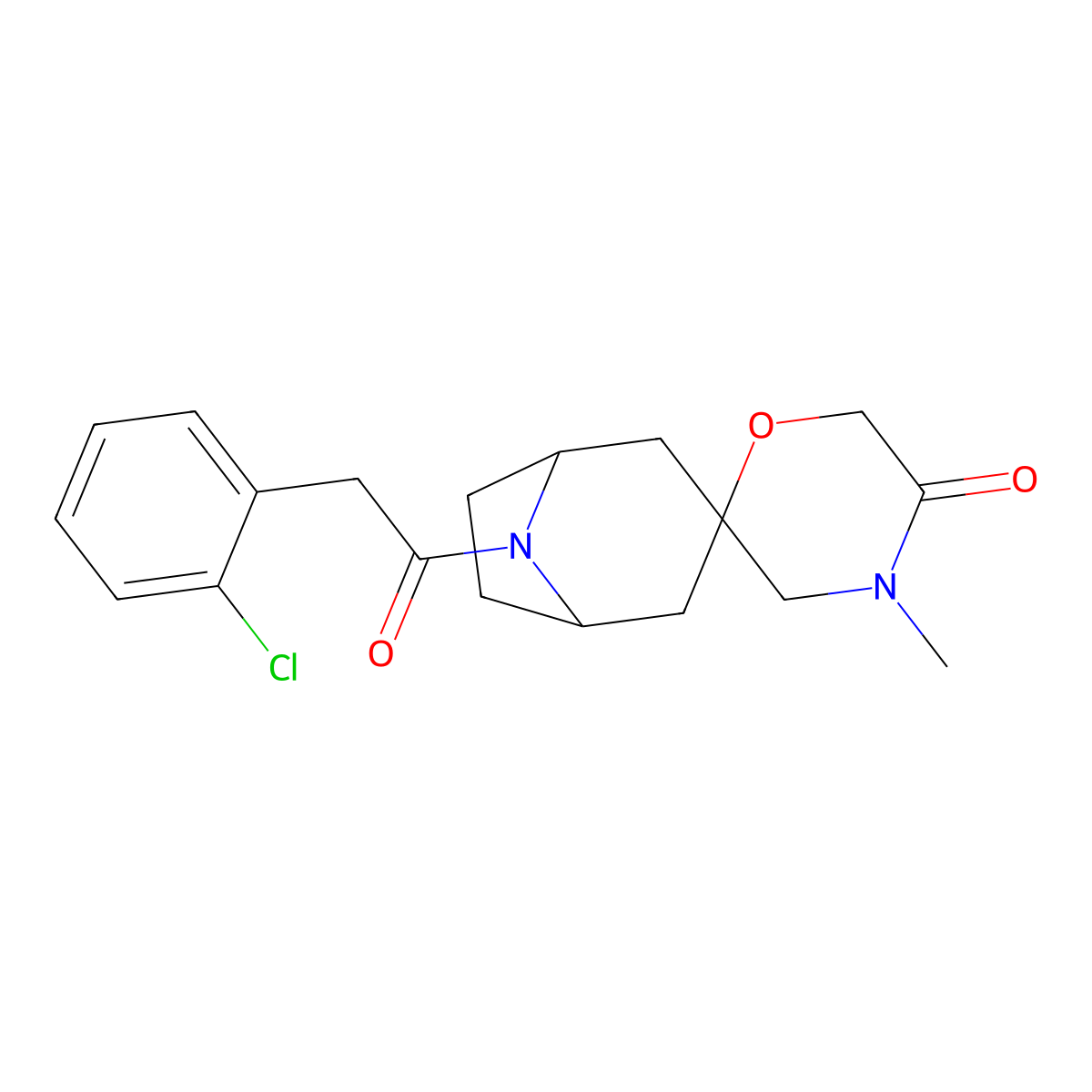 8-[2-(2-Chlorophenyl)acetyl]-4'-methyl-8-azaspiro[bicyclo[3.2.1]octane-3,2'-morpholin]-5'-one molecular structure, CAS 2640814-36-2