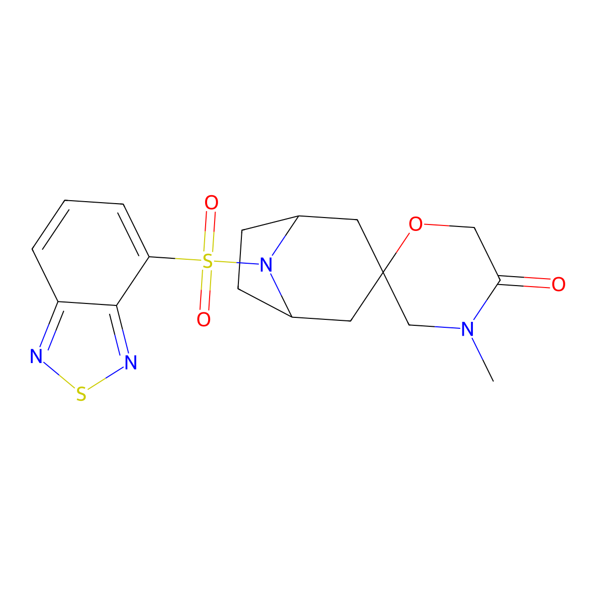 8-(2,1,3-Benzothiadiazole-4-sulfonyl)-4'-methyl-8-azaspiro[bicyclo[3.2.1]octane-3,2'-morpholin]-5'-one molecular structure, CAS 2640814-41-9