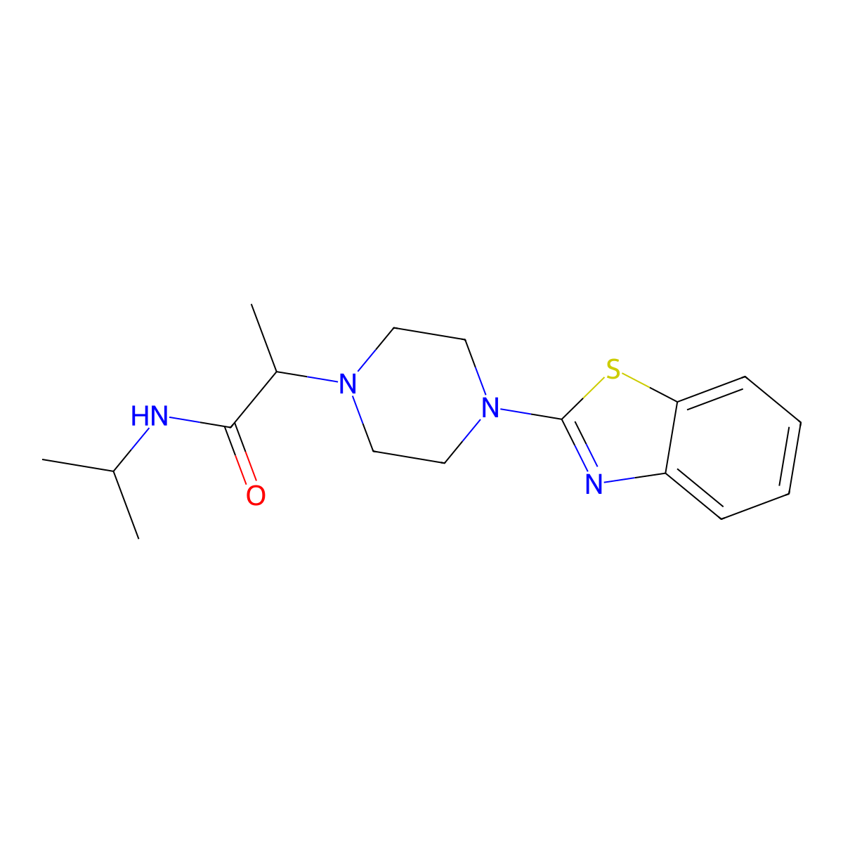 2-[4-(1,3-benzothiazol-2-yl)piperazin-1-yl]-N-(propan-2-yl)propanamide molecular structure, CAS 2640814-43-1