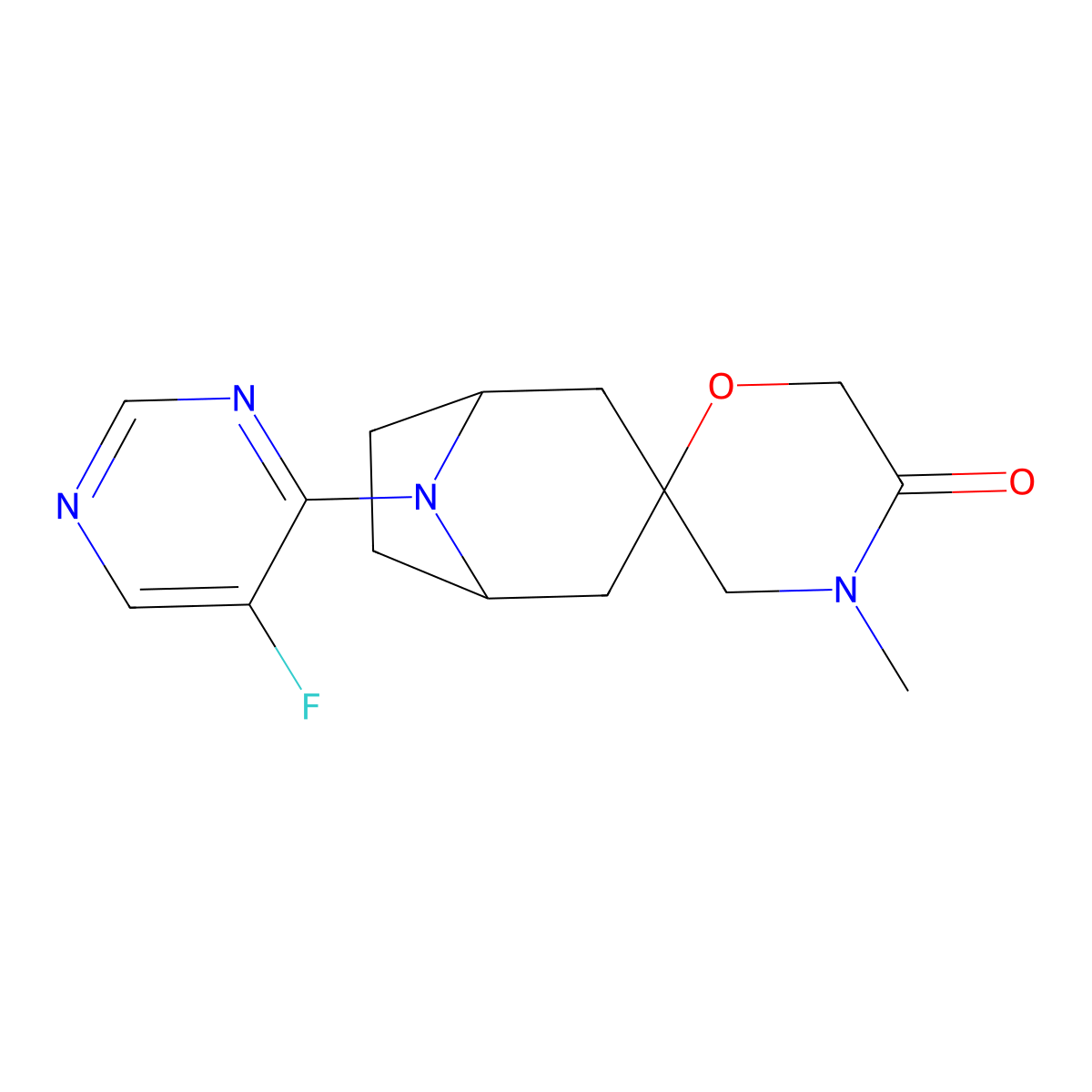 8-(5-Fluoropyrimidin-4-yl)-4'-methyl-8-azaspiro[bicyclo[3.2.1]octane-3,2'-morpholin]-5'-one molecular structure, CAS 2640814-47-5
