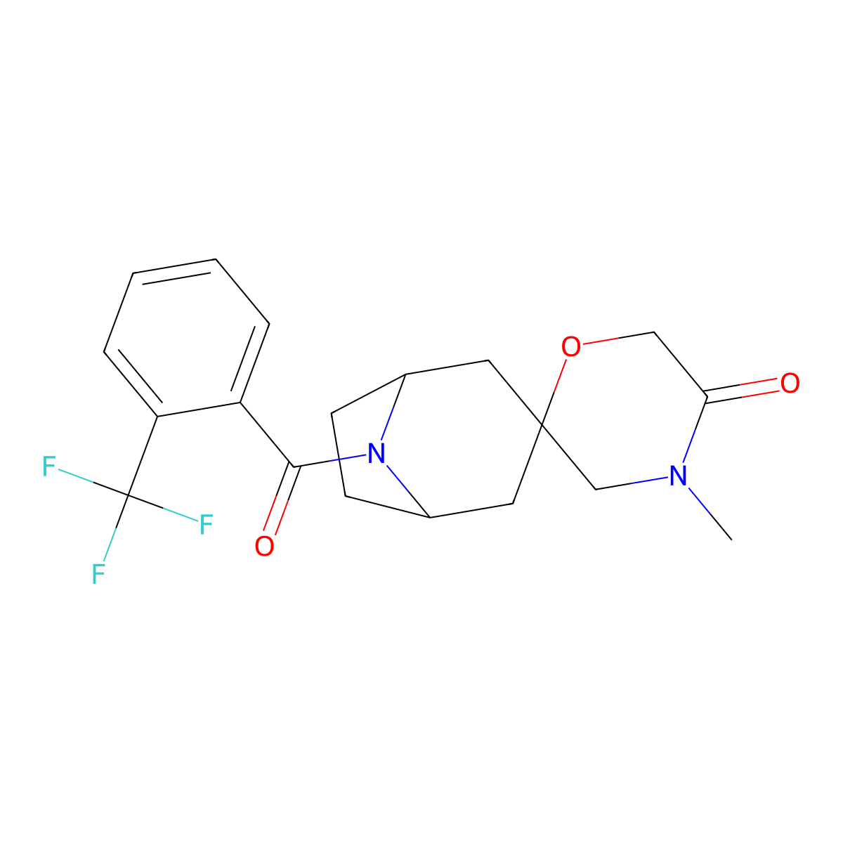 4'-Methyl-8-[2-(trifluoromethyl)benzoyl]-8-azaspiro[bicyclo[3.2.1]octane-3,2'-morpholin]-5'-one molecular structure, CAS 2640814-53-3