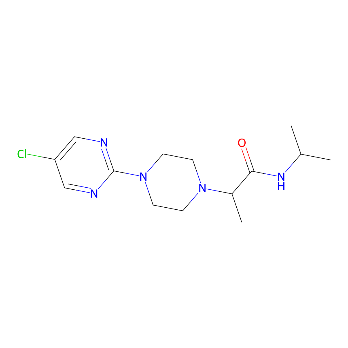 2-[4-(5-chloropyrimidin-2-yl)piperazin-1-yl]-N-(propan-2-yl)propanamide molecular structure, CAS 2640814-55-5
