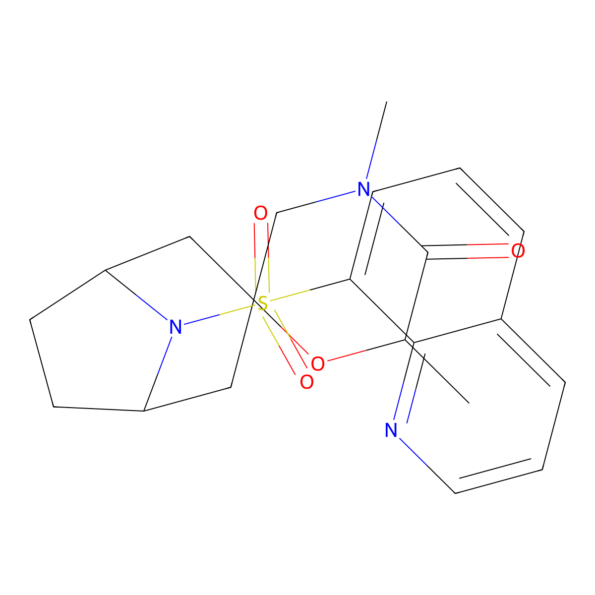 4',6'-Dimethyl-8-(quinoline-8-sulfonyl)-8-azaspiro[bicyclo[3.2.1]octane-3,2'-morpholin]-5'-one molecular structure, CAS 2640814-63-5