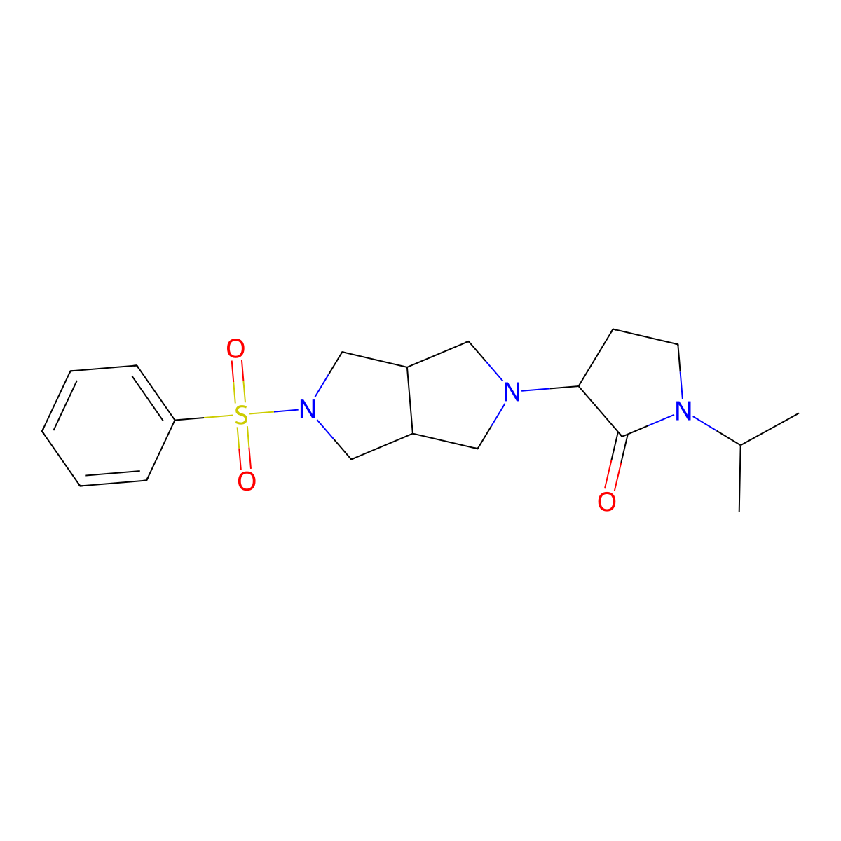 3-[5-(Benzenesulfonyl)-octahydropyrrolo[3,4-c]pyrrol-2-yl]-1-(propan-2-yl)pyrrolidin-2-one molecular structure, CAS 2640814-64-6