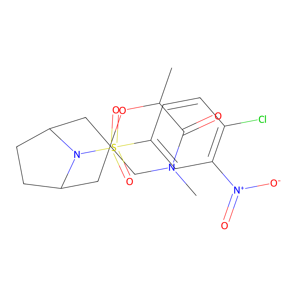 8-(4-Chloro-3-nitrobenzenesulfonyl)-4',6'-dimethyl-8-azaspiro[bicyclo[3.2.1]octane-3,2'-morpholin]-5'-one molecular structure, CAS 2640814-73-7
