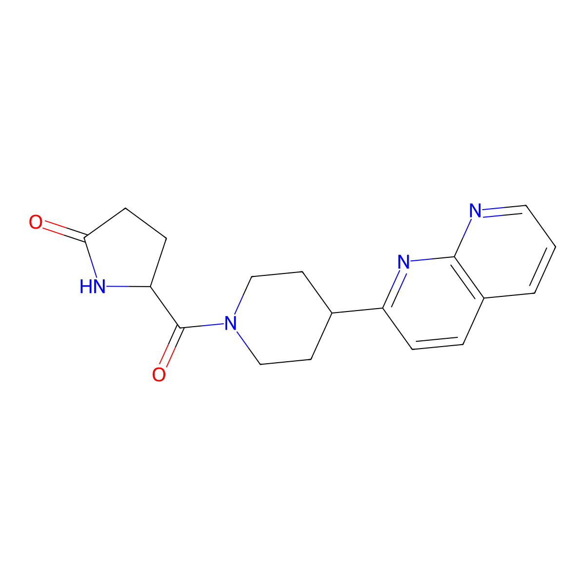 5-[4-(1,8-Naphthyridin-2-yl)piperidine-1-carbonyl]pyrrolidin-2-one molecular structure, CAS 2640814-75-9