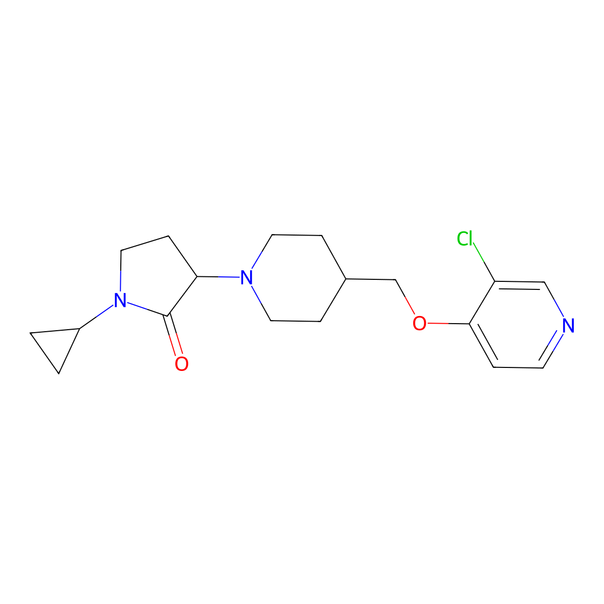 3-(4-{[(3-Chloropyridin-4-yl)oxy]methyl}piperidin-1-yl)-1-cyclopropylpyrrolidin-2-one molecular structure, CAS 2640814-80-6