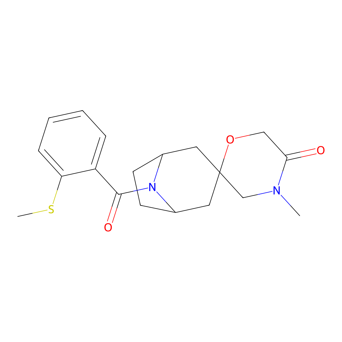4'-Methyl-8-[2-(methylsulfanyl)benzoyl]-8-azaspiro[bicyclo[3.2.1]octane-3,2'-morpholin]-5'-one molecular structure, CAS 2640814-81-7