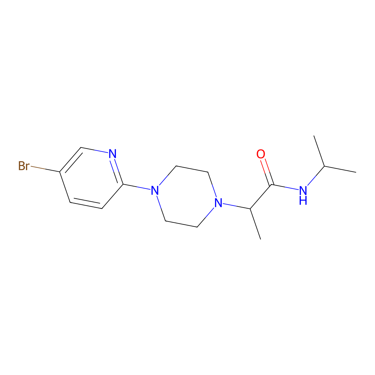 2-[4-(5-bromopyridin-2-yl)piperazin-1-yl]-N-(propan-2-yl)propanamide molecular structure, CAS 2640814-87-3