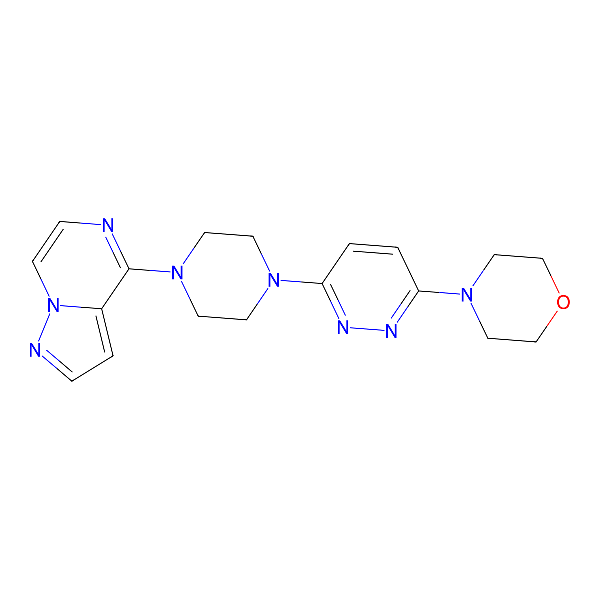4-[6-(4-{Pyrazolo[1,5-a]pyrazin-4-yl}piperazin-1-yl)pyridazin-3-yl]morpholine molecular structure, CAS 2640814-88-4
