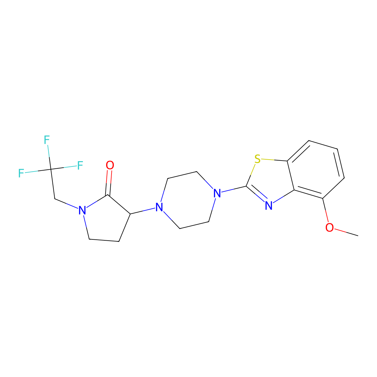 3-[4-(4-Methoxy-1,3-benzothiazol-2-yl)piperazin-1-yl]-1-(2,2,2-trifluoroethyl)pyrrolidin-2-one molecular structure, CAS 2640814-89-5