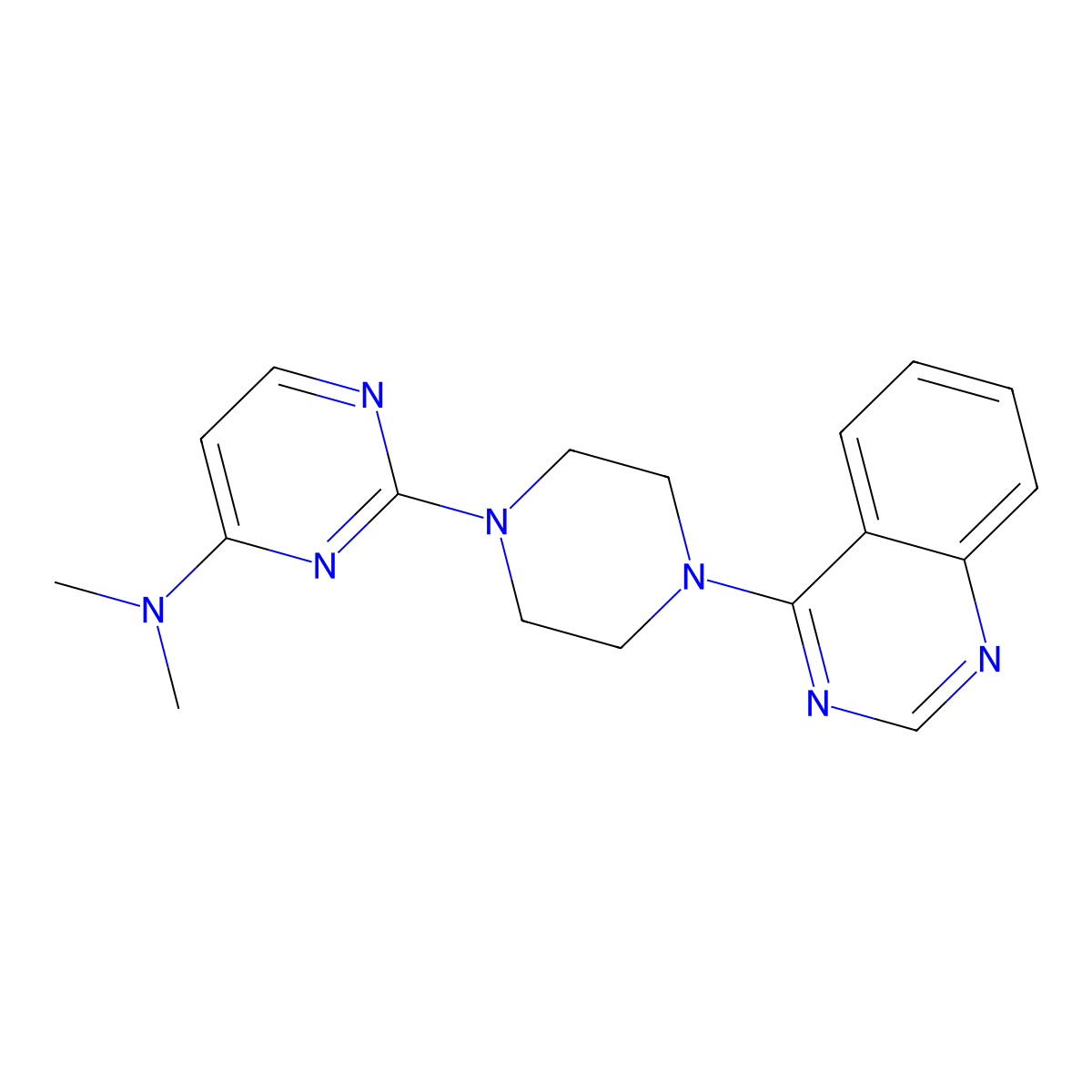 N,N-dimethyl-2-[4-(quinazolin-4-yl)piperazin-1-yl]pyrimidin-4-amine molecular structure, CAS 2640814-95-3