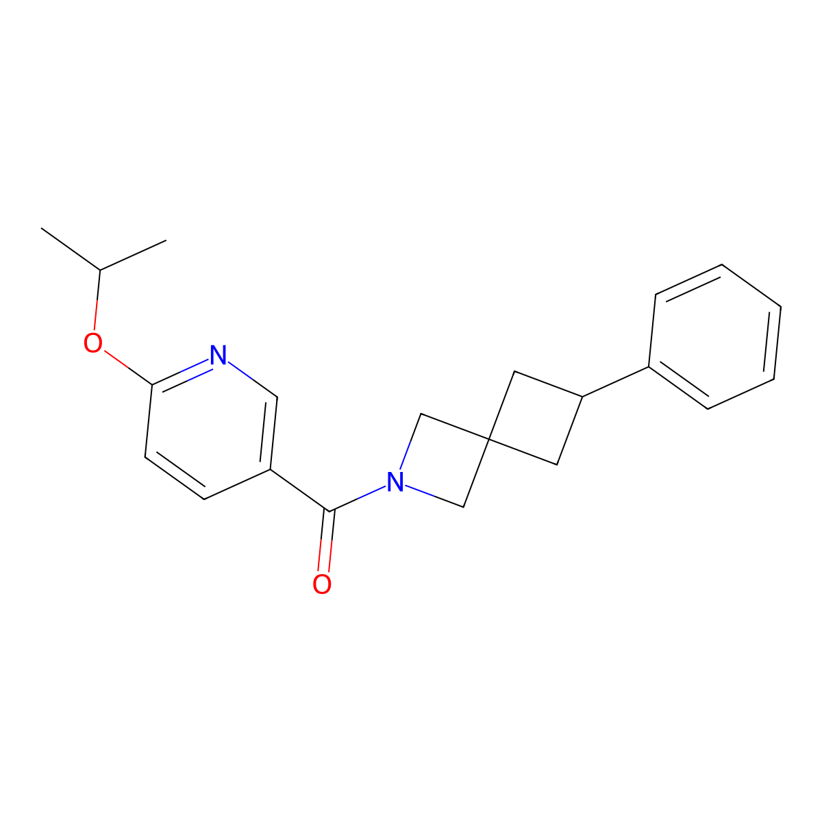 6-Phenyl-2-[6-(propan-2-yloxy)pyridine-3-carbonyl]-2-azaspiro[3.3]heptane molecular structure, CAS 2640814-96-4