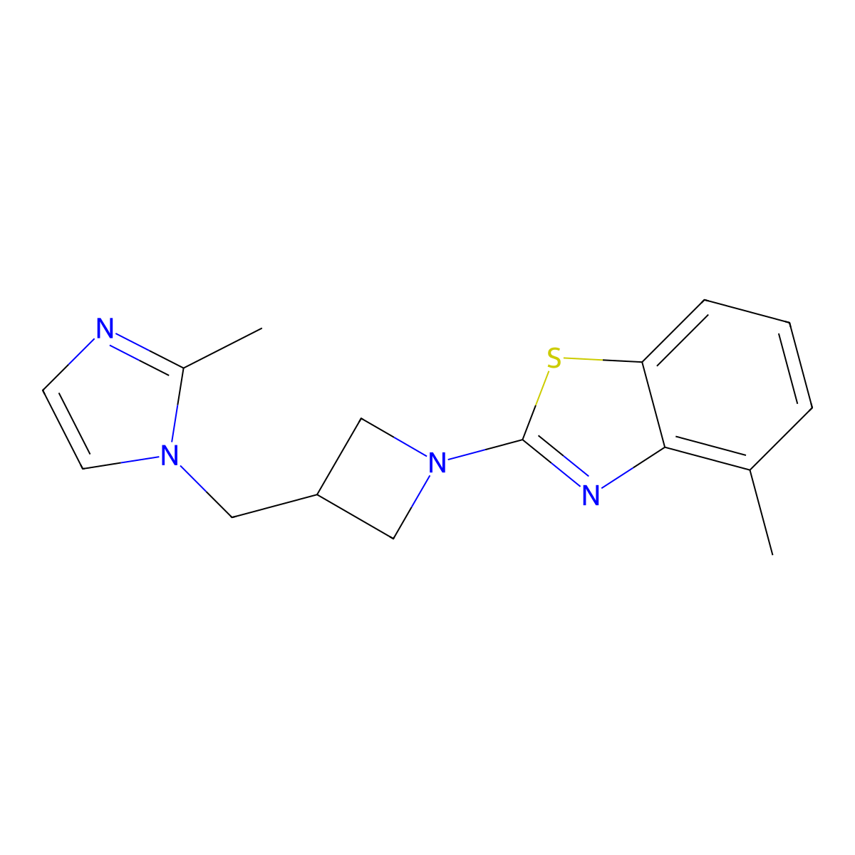 4-methyl-2-{3-[(2-methyl-1H-imidazol-1-yl)methyl]azetidin-1-yl}-1,3-benzothiazole molecular structure, CAS 2640814-97-5