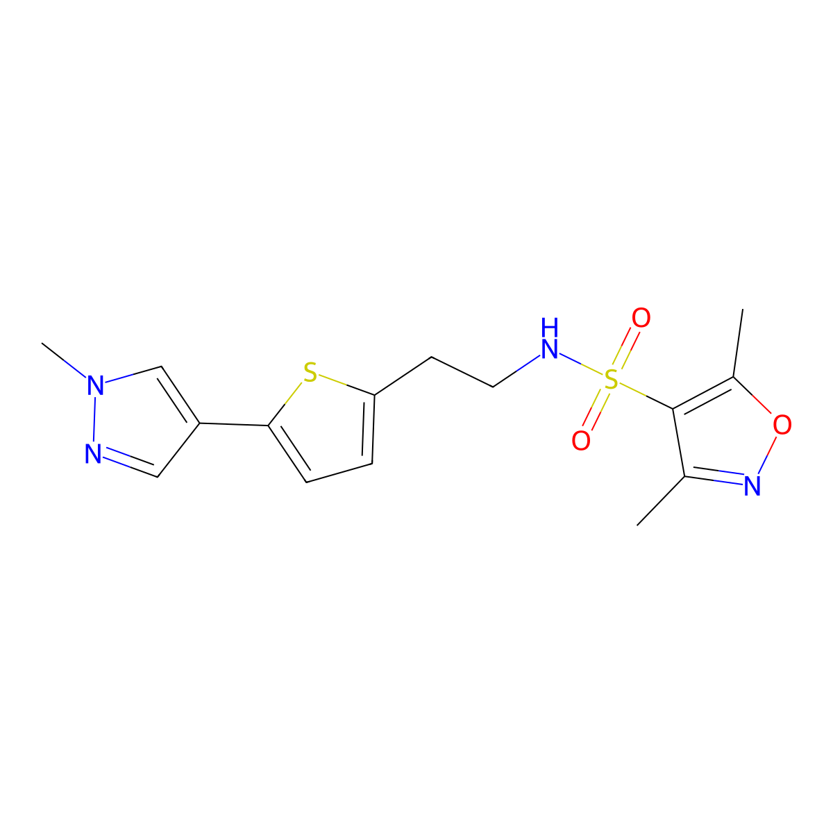 3,5-dimethyl-N-{2-[5-(1-methyl-1H-pyrazol-4-yl)thiophen-2-yl]ethyl}-1,2-oxazole-4-sulfonamide molecular structure, CAS 2640814-99-7
