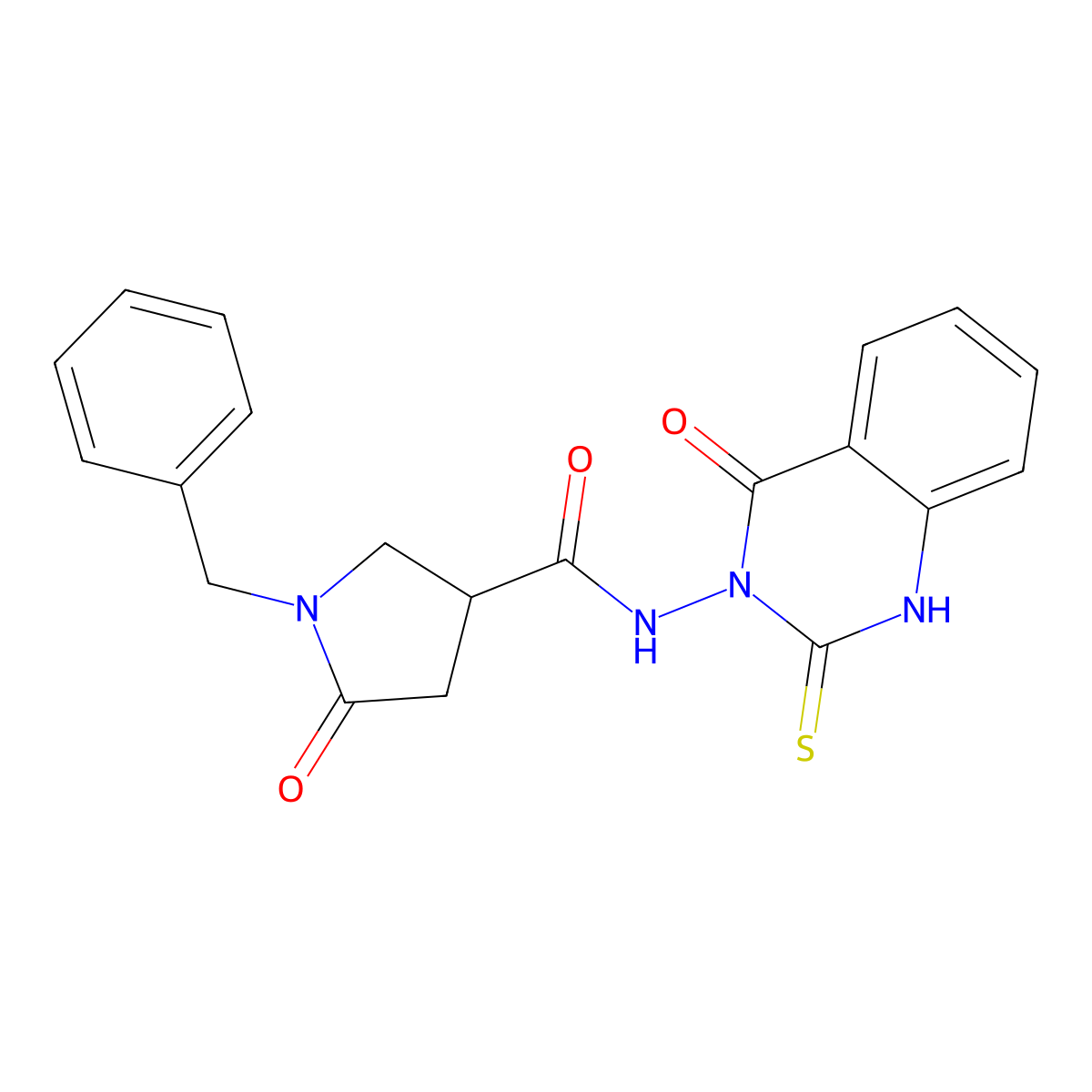1-benzyl-5-oxo-N-(4-oxo-2-sulfanylidene-1,2,3,4-tetrahydroquinazolin-3-yl)pyrrolidine-3-carboxamide molecular structure, CAS 2640815-00-3