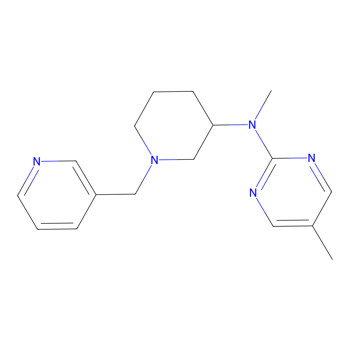 N,5-dimethyl-N-{1-[(pyridin-3-yl)methyl]piperidin-3-yl}pyrimidin-2-amine molecular structure, CAS 2640815-01-4