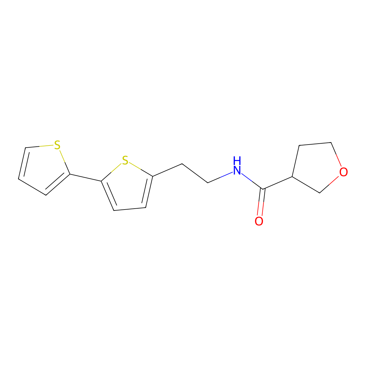 N-(2-{[2,2'-bithiophene]-5-yl}ethyl)oxolane-3-carboxamide molecular structure, CAS 2640815-02-5