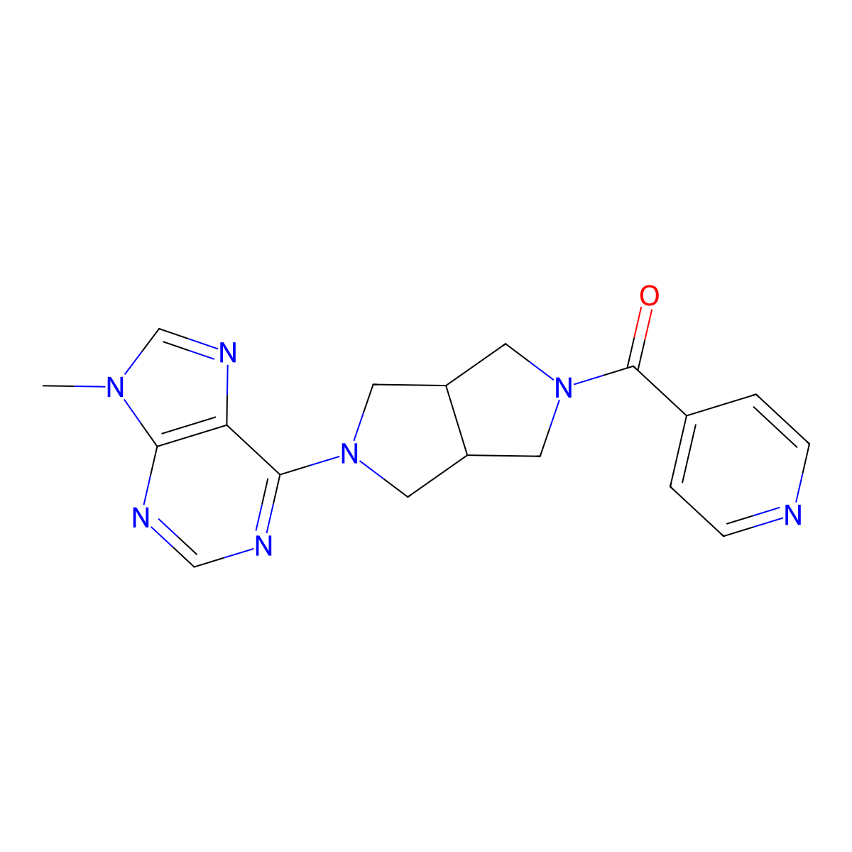 9-methyl-6-[5-(pyridine-4-carbonyl)-octahydropyrrolo[3,4-c]pyrrol-2-yl]-9H-purine molecular structure, CAS 2640815-12-7