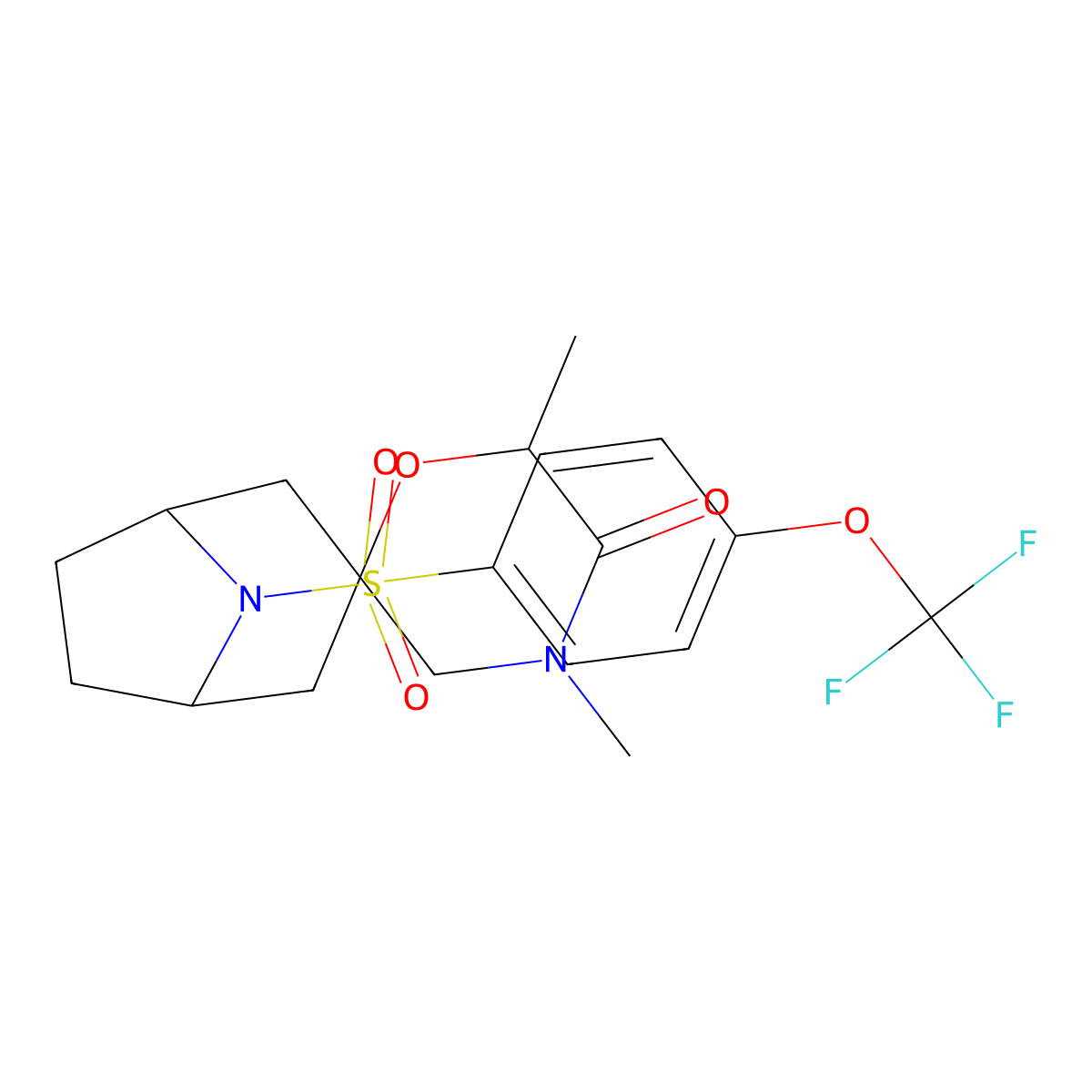 4',6'-Dimethyl-8-[4-(trifluoromethoxy)benzenesulfonyl]-8-azaspiro[bicyclo[3.2.1]octane-3,2'-morpholin]-5'-one molecular structure, CAS 2640815-14-9