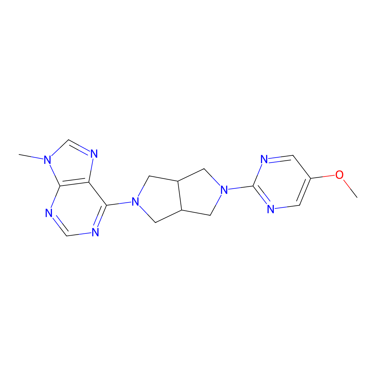 6-[5-(5-methoxypyrimidin-2-yl)-octahydropyrrolo[3,4-c]pyrrol-2-yl]-9-methyl-9H-purine molecular structure, CAS 2640815-17-2