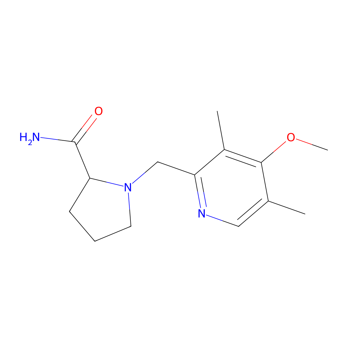 1-[(4-Methoxy-3,5-dimethylpyridin-2-yl)methyl]pyrrolidine-2-carboxamide molecular structure, CAS 2640815-23-0