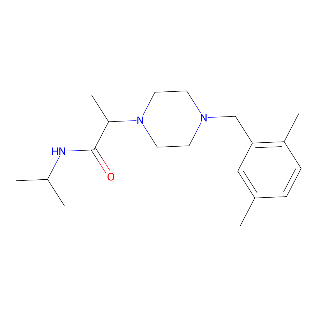 2-{4-[(2,5-dimethylphenyl)methyl]piperazin-1-yl}-N-(propan-2-yl)propanamide molecular structure, CAS 2640815-35-4