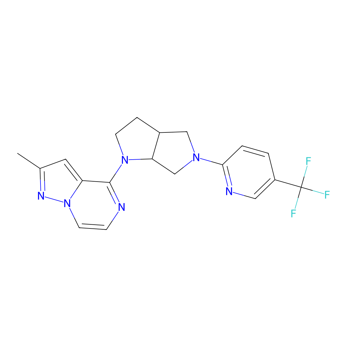 2-(1-{2-Methylpyrazolo[1,5-a]pyrazin-4-yl}-octahydropyrrolo[2,3-c]pyrrol-5-yl)-5-(trifluoromethyl)pyridine molecular structure, CAS 2640815-48-9