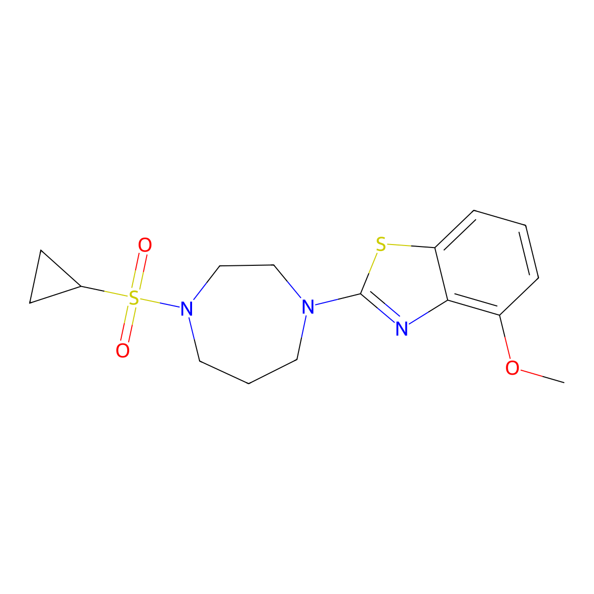 2-[4-(Cyclopropanesulfonyl)-1,4-diazepan-1-yl]-4-methoxy-1,3-benzothiazole molecular structure, CAS 2640815-52-5