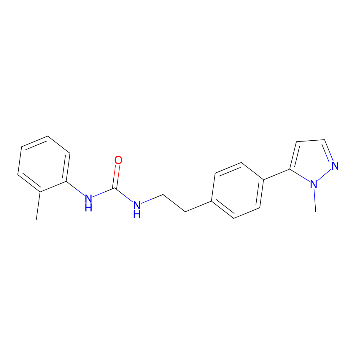 1-{2-[4-(1-methyl-1H-pyrazol-5-yl)phenyl]ethyl}-3-(2-methylphenyl)urea molecular structure, CAS 2640815-58-1