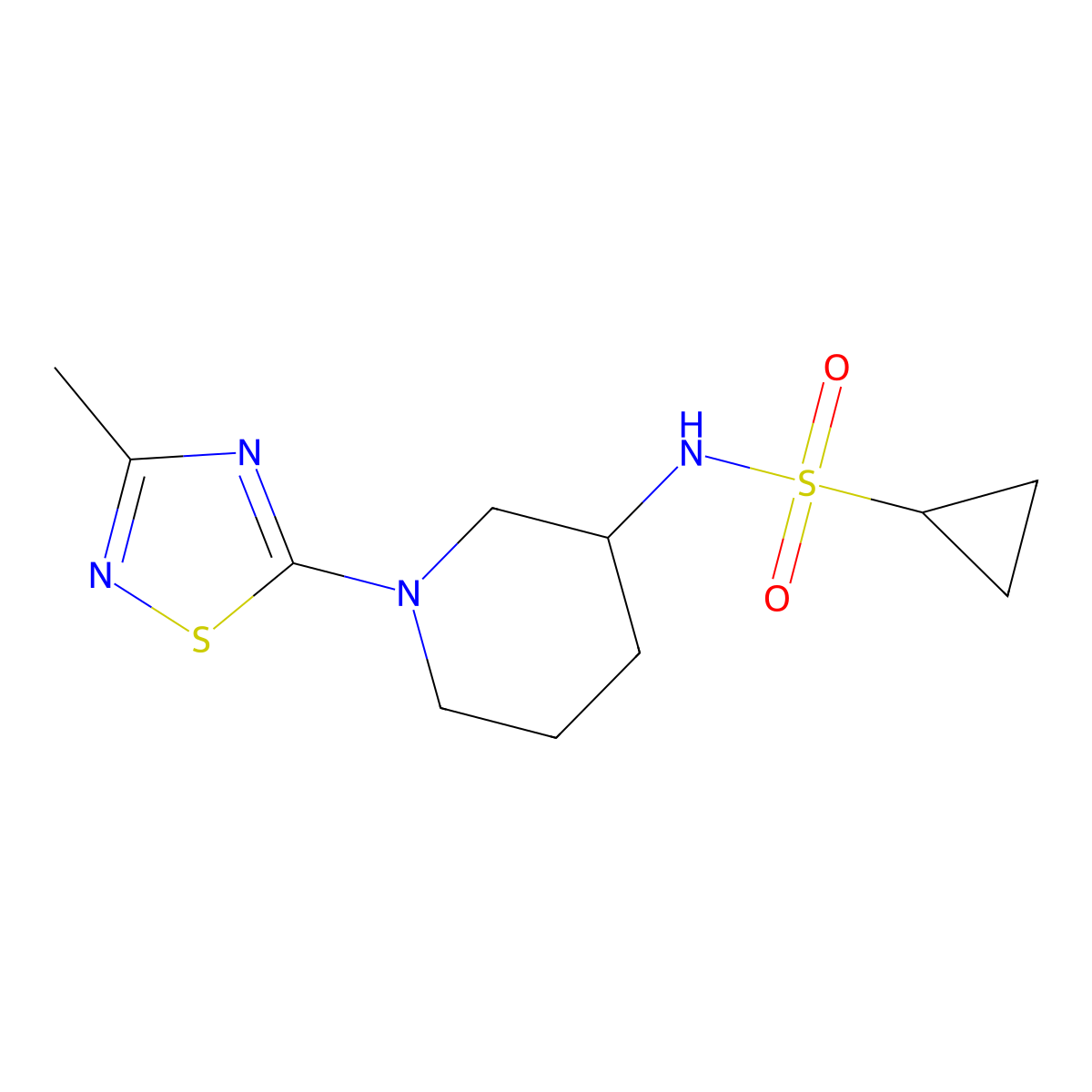 N-[1-(3-methyl-1,2,4-thiadiazol-5-yl)piperidin-3-yl]cyclopropanesulfonamide molecular structure, CAS 2640815-62-7