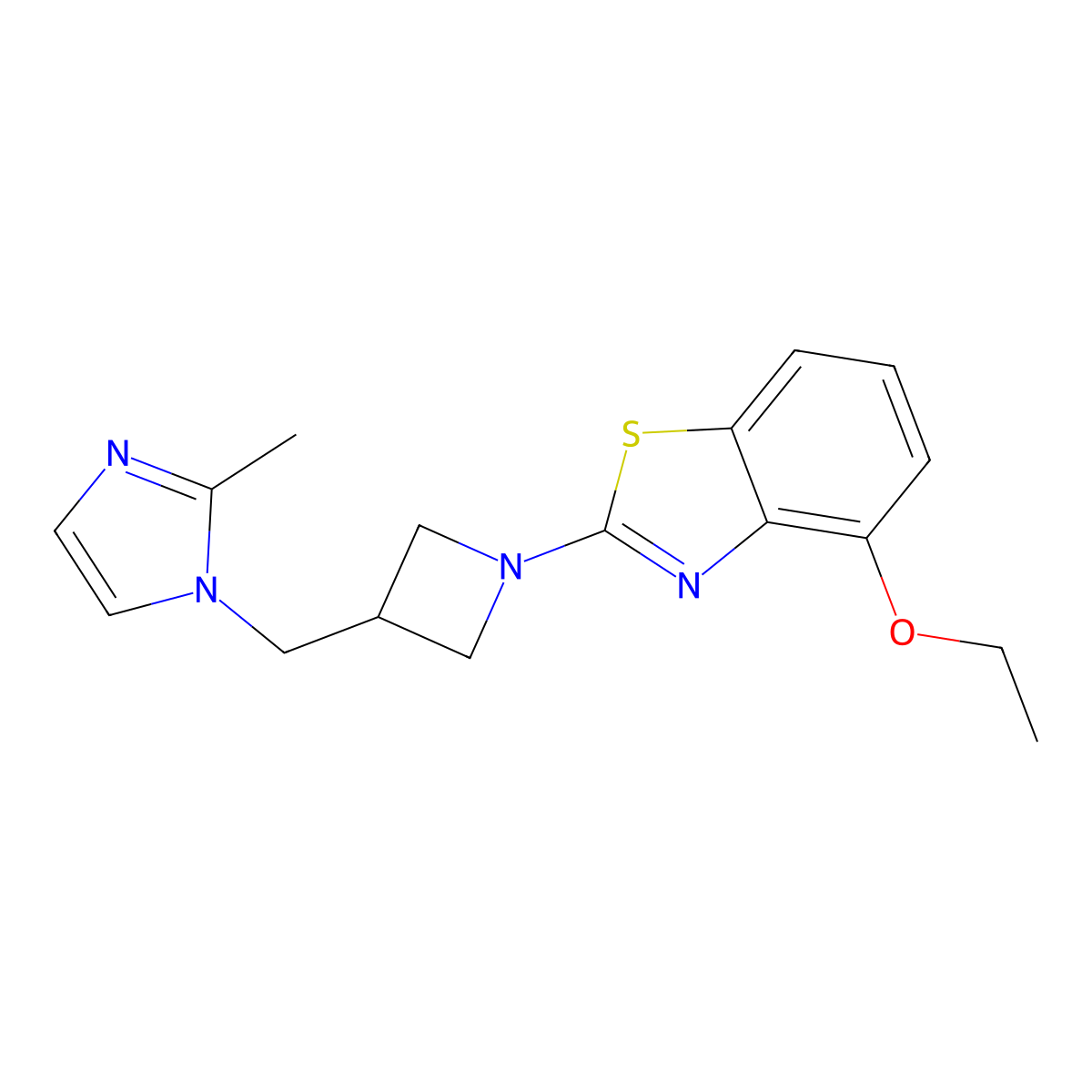 4-ethoxy-2-{3-[(2-methyl-1H-imidazol-1-yl)methyl]azetidin-1-yl}-1,3-benzothiazole molecular structure, CAS 2640815-63-8