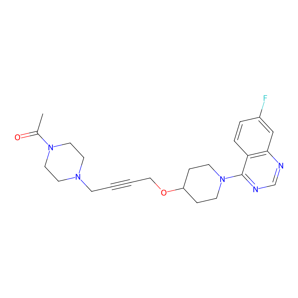 1-[4-(4-{[1-(7-Fluoroquinazolin-4-yl)piperidin-4-yl]oxy}but-2-yn-1-yl)piperazin-1-yl]ethan-1-one molecular structure, CAS 2640815-66-1