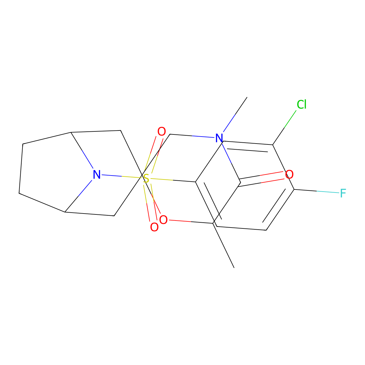 8-(3-Chloro-4-fluorobenzenesulfonyl)-4',6'-dimethyl-8-azaspiro[bicyclo[3.2.1]octane-3,2'-morpholin]-5'-one molecular structure, CAS 2640815-72-9