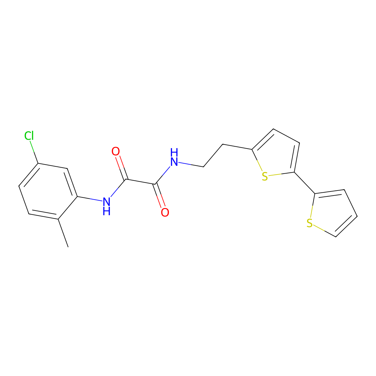 N-(2-{[2,2'-bithiophene]-5-yl}ethyl)-N'-(5-chloro-2-methylphenyl)ethanediamide molecular structure, CAS 2640815-73-0