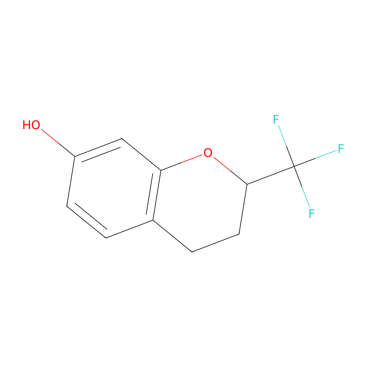 2-(trifluoromethyl)-3,4-dihydro-2H-1-benzopyran-7-ol molecular structure, CAS 2640815-74-1