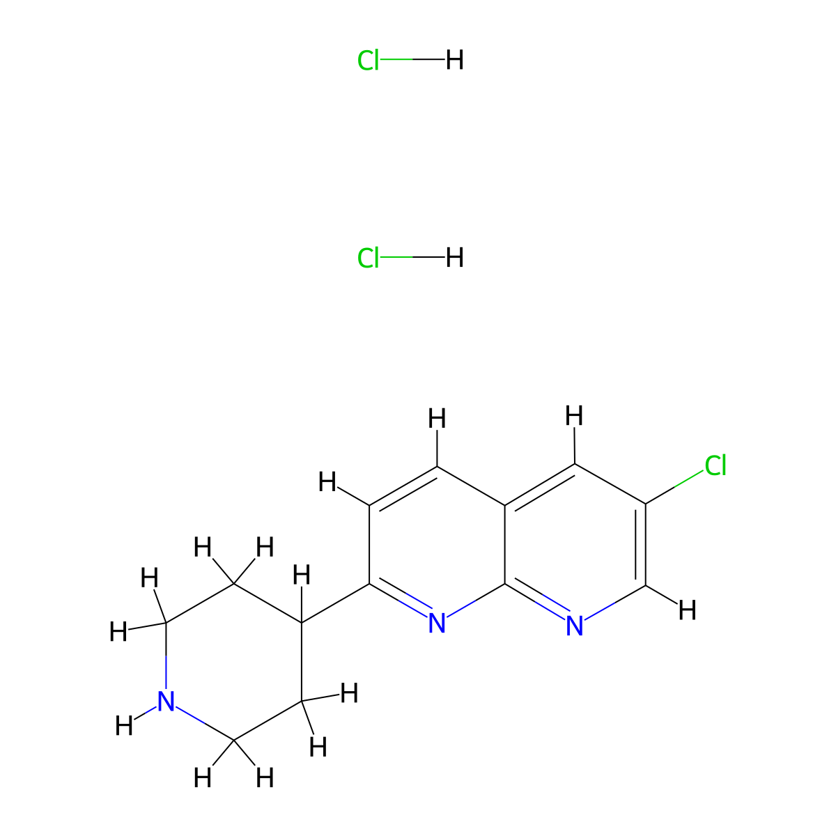 6-Chloro-2-(piperidin-4-yl)-1,8-naphthyridine dihydrochloride molecular structure, CAS 2640815-76-3