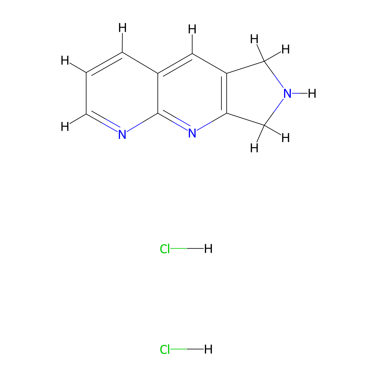 6H,7H,8H-pyrrolo[3,4-b]1,8-naphthyridine dihydrochloride molecular structure, CAS 2640815-79-6