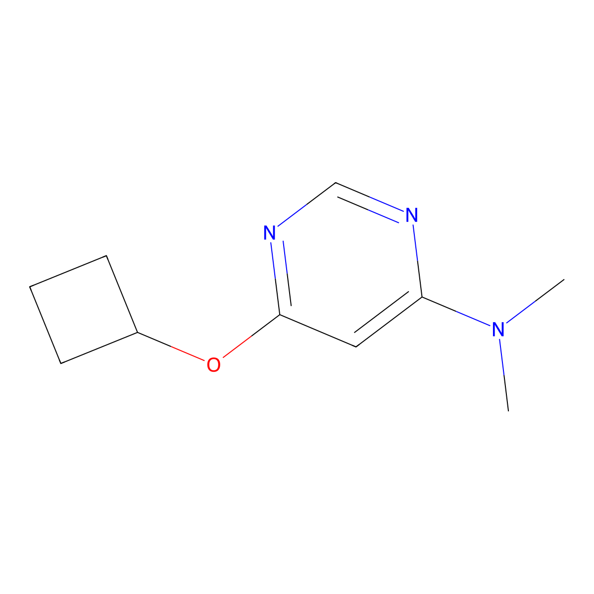 6-cyclobutoxy-N,N-dimethylpyrimidin-4-amine molecular structure, CAS 2640815-80-9